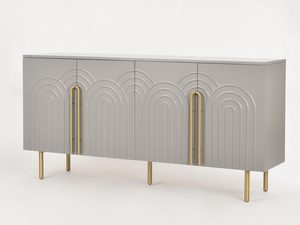 Miniaturka 1 - Stylowa jasnoszara komoda z eleganckim geometrycznym frontem