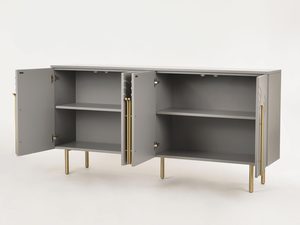 Miniaturka 2 - Nowoczesna komoda jasnoszara ze złotymi uchwytami