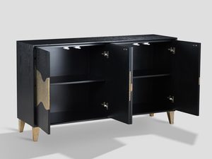 Miniaturka 2 - Czarna komoda z dekorem złotej fali i minimalistyczną formą