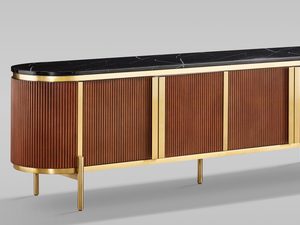 Miniaturka 1 - Komoda RTV z czarnym blatem i złotymi elementami