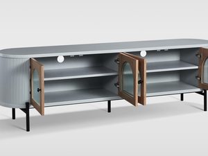 Miniaturka 4 - Szafka RTV z łukowymi przeszklonymi drzwiami w stylu retro