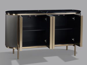 Miniaturka 2 - Luksusowa komoda z pionowym ryflowaniem i złotymi uchwytam