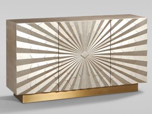 Miniaturka 1 - Komoda z dekoracyjnym promienistym wzorem w stylu glamour
