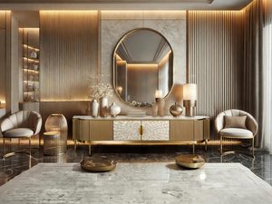 Miniaturka 3 - Elegancka aranżacja wnętrza z komodą beżową z marmurowym blatem