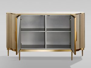 Miniaturka 1 - Luksusowa komoda w kolorze szampańskim ze złotymi detalami