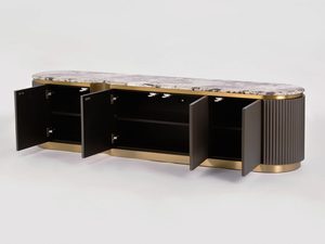 Miniaturka 2 - Nowoczesna komoda z marmurowym blatem w kolorze grafitowym