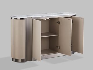 Miniaturka 2 - Komoda z ryflowanymi frontami, metalowe wykończenie w stylu art deco