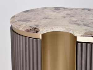 Miniaturka 3 - Komoda RTV z ryflowanymi frontami i marmurowym blatem