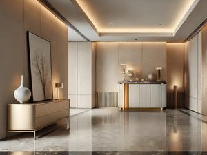 Miniaturka 2 - Luksusowa komoda do salonu z marmurowym blatem i złotymi detalami