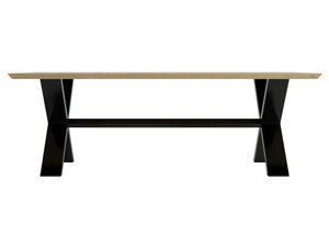 Miniaturka 1 - Stół dębowy z metalowymi nogami krzyżakowymi i poprzeczką widok