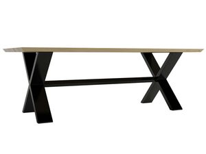 Miniaturka 2 - Dębowy stół loft na nogach krzyżakowych metalowych perspektywa