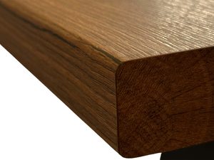 Miniaturka 4 - Blat dębowy stołu loft detal krawędzi usłojenie ciemne drewno