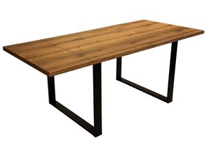 Miniaturka 1 - Rozkładany stół dębowy loft z metalowymi nogami U rozłożony
