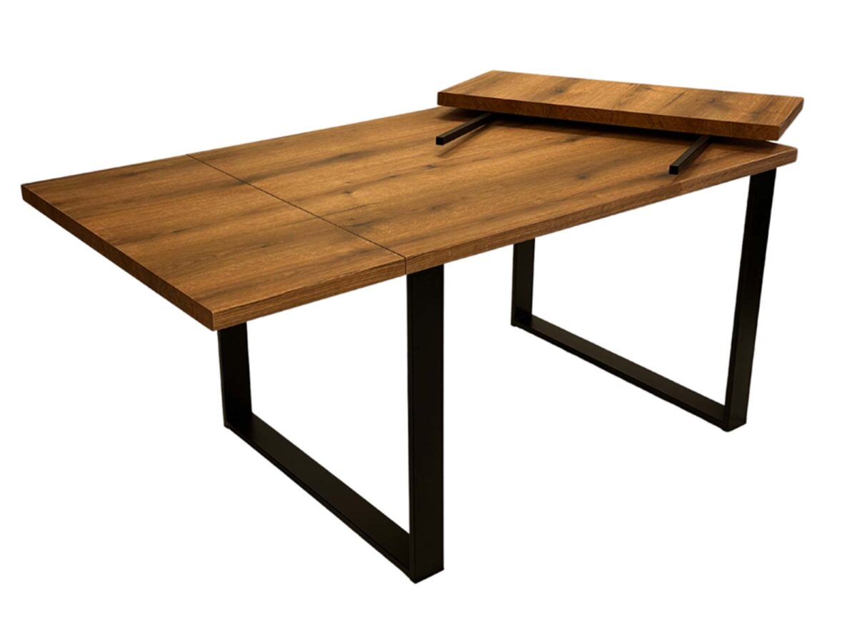 Stół dębowy ciemny rozkładany z unoszonym blatem mechanizm wkładki Stół dębowy ciemny rozkładany z unoszonym blatem mechanizm wkładki