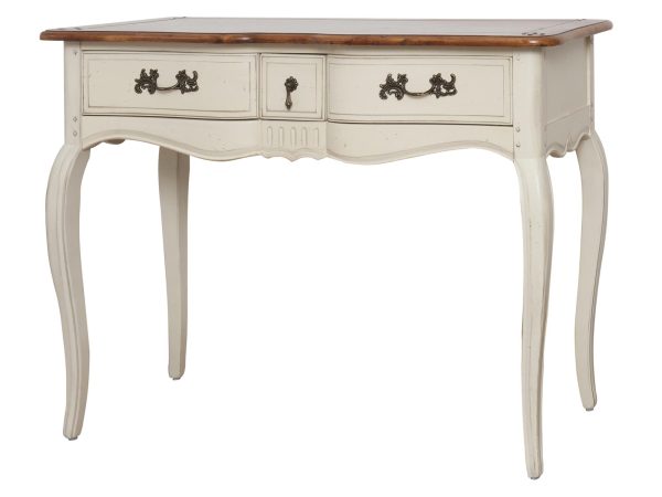 Drewniana konsola z dekoracyjnymi frontami w stylu prowansalskim kolor biały