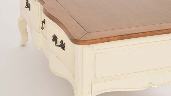 Miniaturka 4 - Stolik Kawowy Prowansalski z Blatem w Kolorze Miodowym i Kości Słoniowej – Verona