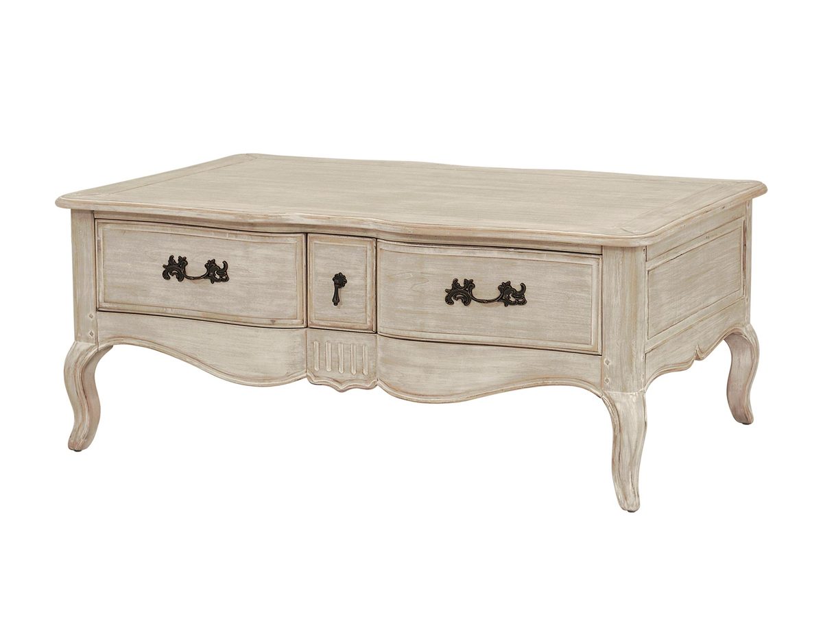 Stolik Kawowy w Stylu Prowansalskim z Jasnobeżowego Drewna – Laguna