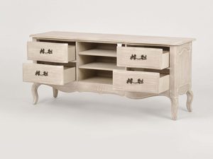 Miniaturka 1 - Komoda RTV francuska kremowa z otwartymi półkami perspektywa