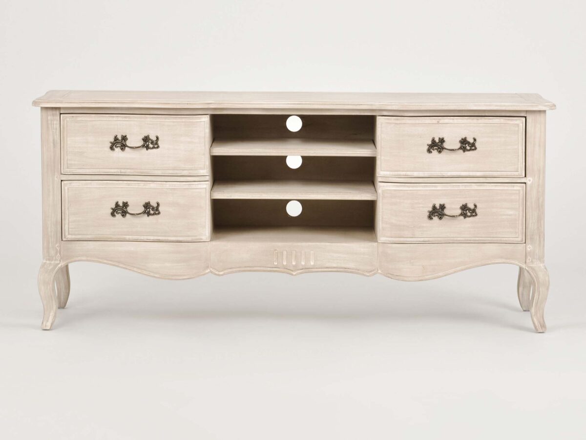 Prowansalska szafka pod telewizor kremowa gięte nóżki Prowansalska szafka pod telewizor kremowa gięte nóżki