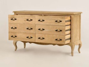 Miniaturka 1 - Komoda Drewniana z Giętymi Nógami i Metalowymi Uchwytem w Stylu Francuskim – Venezia Oak