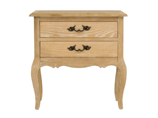 Szafka Nocna Francuska z Giętymi Nogami i Metalowymi Uchwytem – Venezia Oak