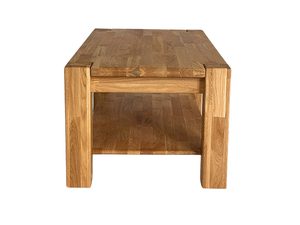 Miniaturka 1 - Ława dębowa masywna z półką lite drewno widok boczny