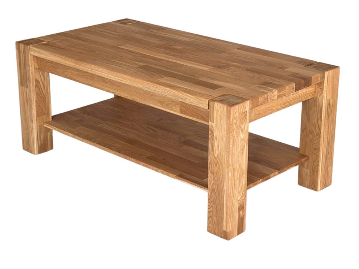 Ława dębowa masywna z półką lite drewno perspektywa Ława dębowa masywna z półką lite drewno perspektywa