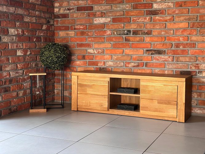 Szafka RTV Dębowa Ryflowana 140 cm – Castoro 41