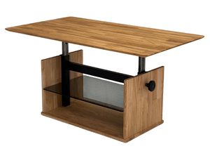 Miniaturka 6 - Ława dębowa z regulacją wysokości i półką szklaną perspektywa