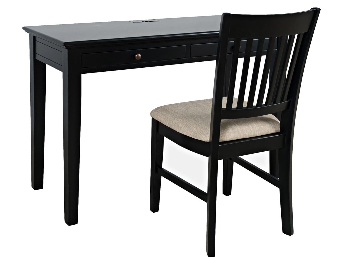 Zestaw Avola Biurko i Krzesło w Kolorze Czarnym z Gniazdem USB