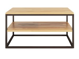 Miniaturka 2 - Dębowy stolik kawowy kwadratowy z półką widok frontalny