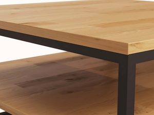 Miniaturka 3 - Stolik kawowy dębowy detal blatu i ramy metalowej zbliżenie