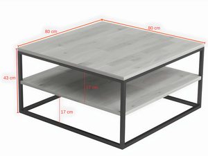 Miniaturka 4 - Stolik kawowy dębowy kwadratowy 80x80 cm wymiary katalogowe