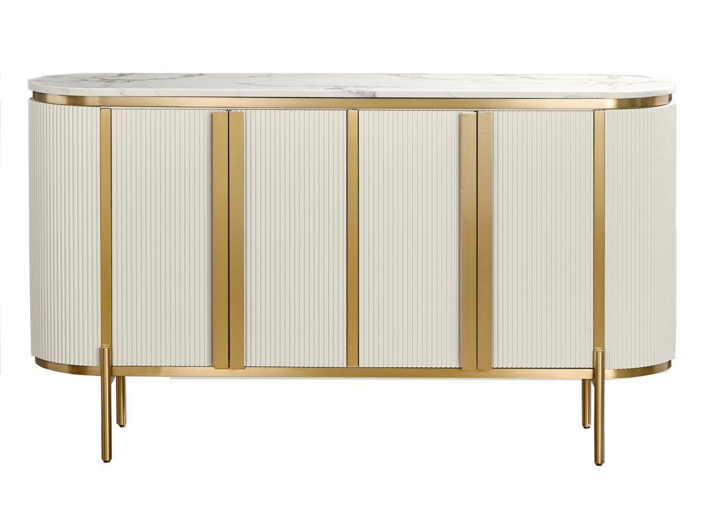 Komoda Biała Ecru z Marmurowym Blatem i Złotymi Nóżkami – Eleganza