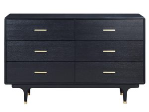 Miniaturka 3 - Designerska czarna komoda z minimalistycznym złotym uchwytem