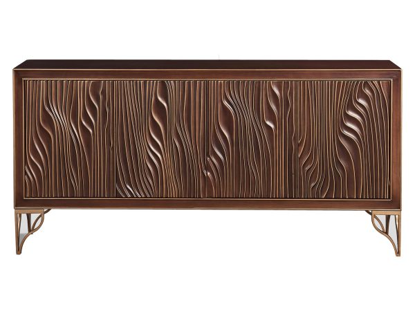 Komoda orzech włoski w stylu nowoczesnym z eleganckimi złotymi nóżkami