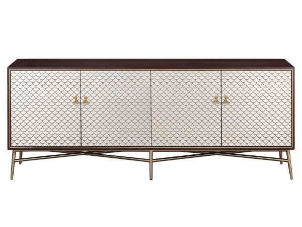 Elegancka komoda orzech włoski z ozdobnymi uchwytami w kształcie liścia