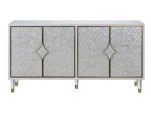 Miniaturka 3 - Komoda z eleganckimi frontami z naturalnej muszli na eleganckich biało-złotych nóżkach