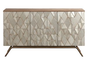 Miniaturka 3 - Designerska komoda z geometrycznymi frontami w odcieniach szampańskiego złota