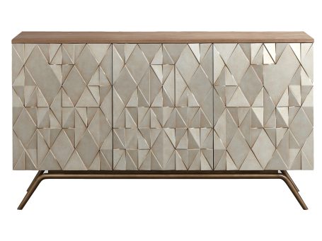 Komoda Złocona z Wzorem Origami i Retro Nóżkami w Stylu Vintage – Eleganza