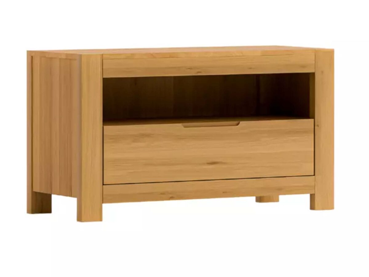 Szafka nocna dębowa z otwartą półką i szufladą Szafka nocna dębowa z otwartą półką i szufladą