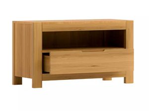 Miniaturka 2 - Szafka nocna dębowa z otwartą półką i wysuniętą szufladą