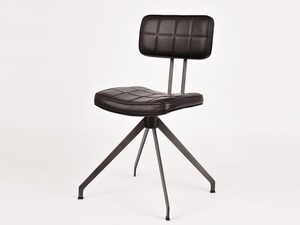 Miniaturka 1 - Nowoczesne krzesło z czarnym, tapicerowanym siedziskiem na metalowych nogach