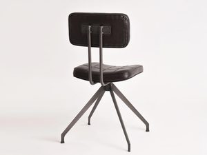 Miniaturka 2 - Nowoczesne krzesło z czarną, tapicerowaną powierzchnią i metalową ramą