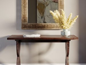 Miniaturka 3 - Stół drewniany z dekoracyjnym blatem w jodełkę