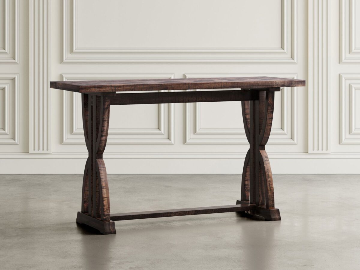 Stół w stylu rustykalnym z solidnymi drewnianymi nogami