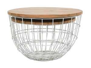 Miniaturka 1 - Zestaw Stolika Białego z Metalową Podstawą w Kształcie Koła – Avola