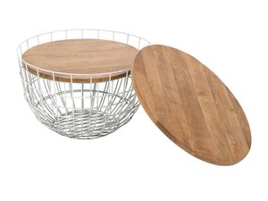 Miniaturka 2 - Zestaw Stolika Białego z Metalową Podstawą w Kształcie Koła – Avola