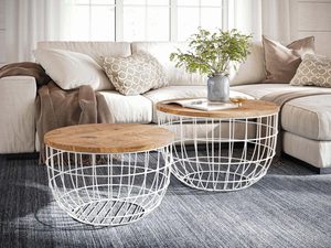 Miniaturka 8 - Zestaw Stolika Białego z Metalową Podstawą w Kształcie Koła – Avola