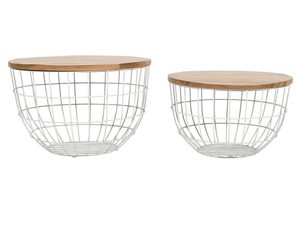 Miniaturka 3 - Zestaw Stolika Białego z Metalową Podstawą w Kształcie Koła – Avola